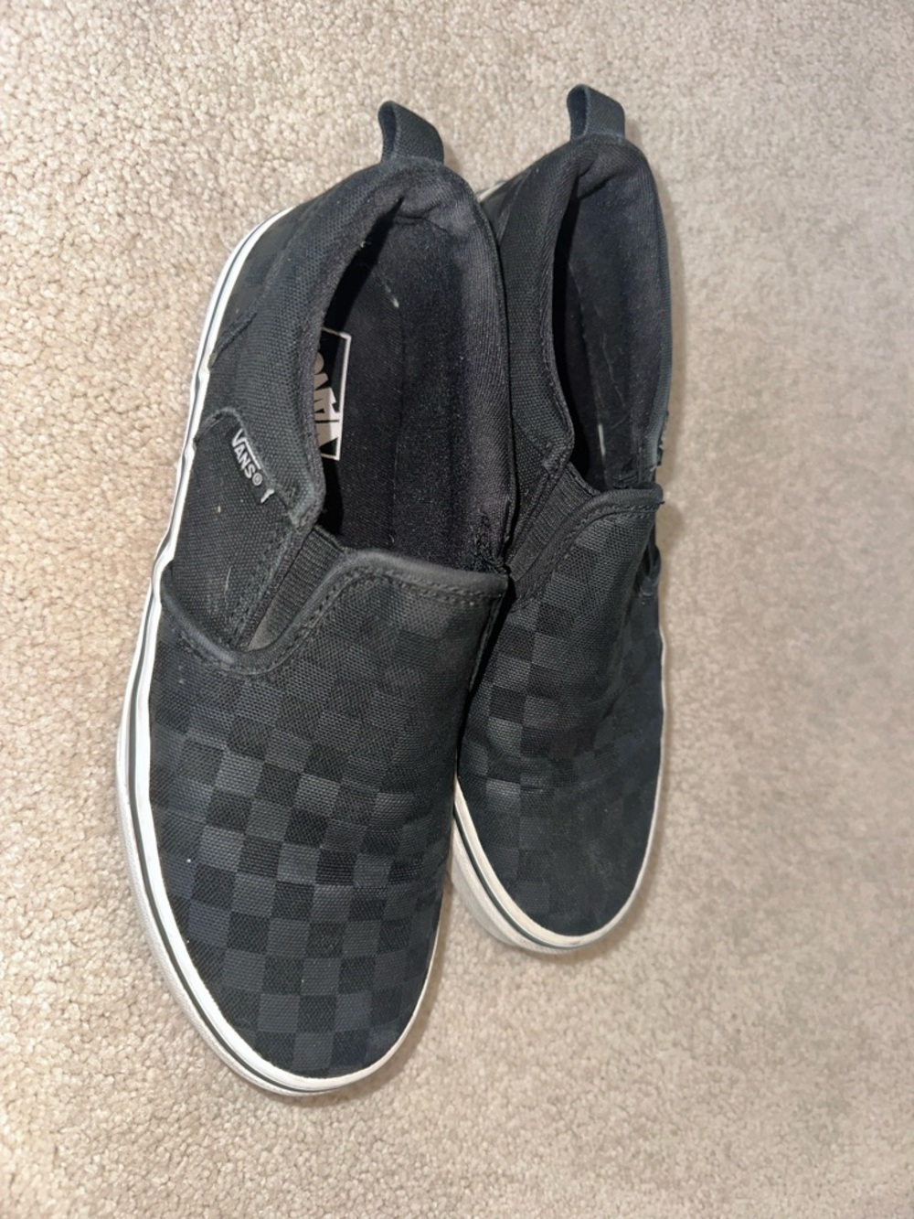 Vans Black Checkerboard Slip-On Loafers